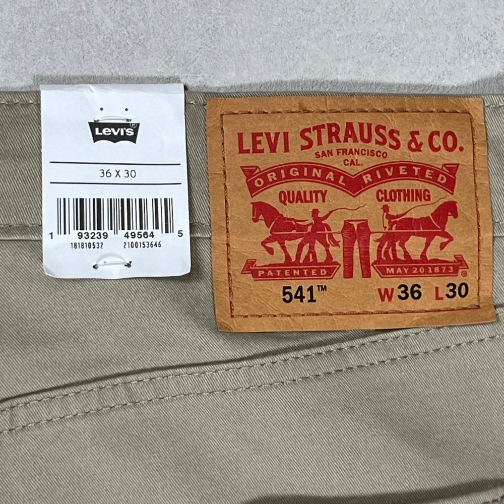New Levis 541 Athletic Taper‎ Pants Mens 36x30 Khaki Tan All Seasons Tech NWT